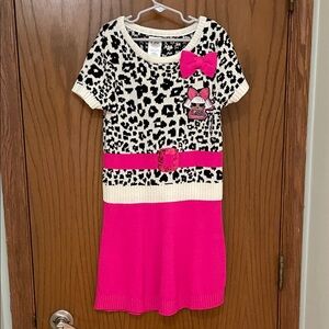 L.O.L. Surprise! Girls Sz Large (10/12) Pink & Black Leopard Dress animal print